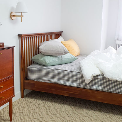 Gingham Cotton Quilted Mattress Fitted Sheet – White
