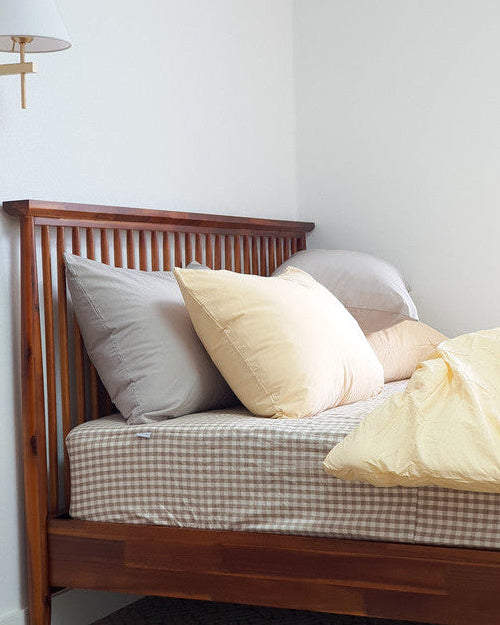 Gingham Cotton Quilted Mattress Fitted Sheet – White