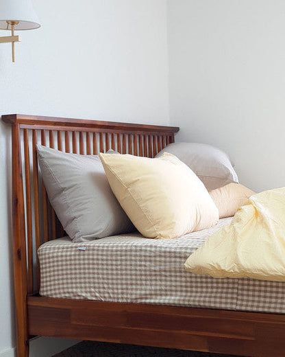Gingham Cotton Quilted Mattress Fitted Sheet – White