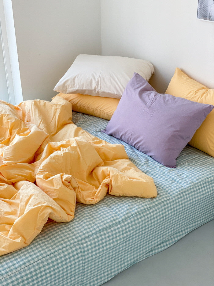 Gingham Cotton Quilted Mattress Fitted Sheet – White