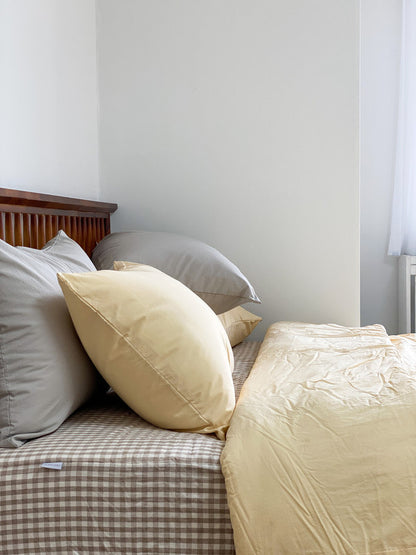 Gingham Cotton Quilted Mattress Fitted Sheet – White