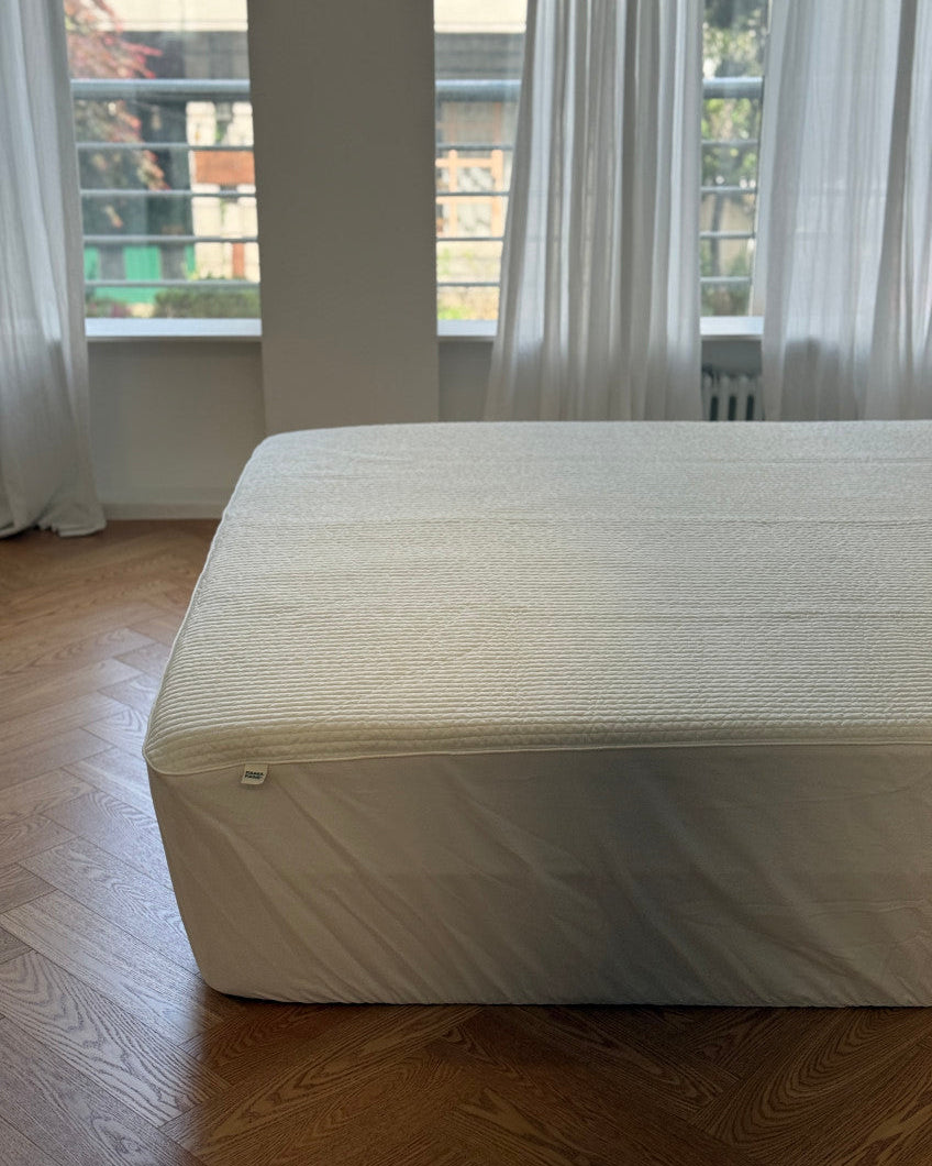 Cooling Punggi Rayon Quilted Mattress Fitted Sheet – White/ Grey