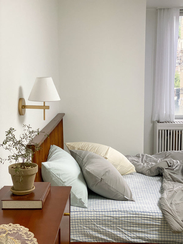 Gingham Cotton Quilted Mattress Fitted Sheet – White