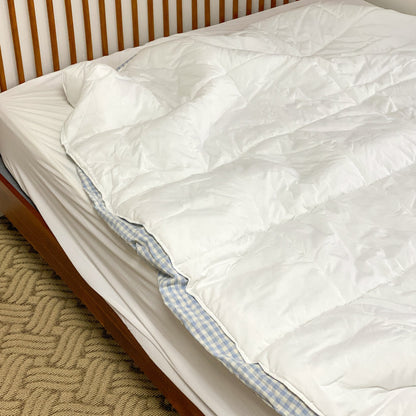 Gingham Cotton Quilted Mattress Fitted Sheet – White