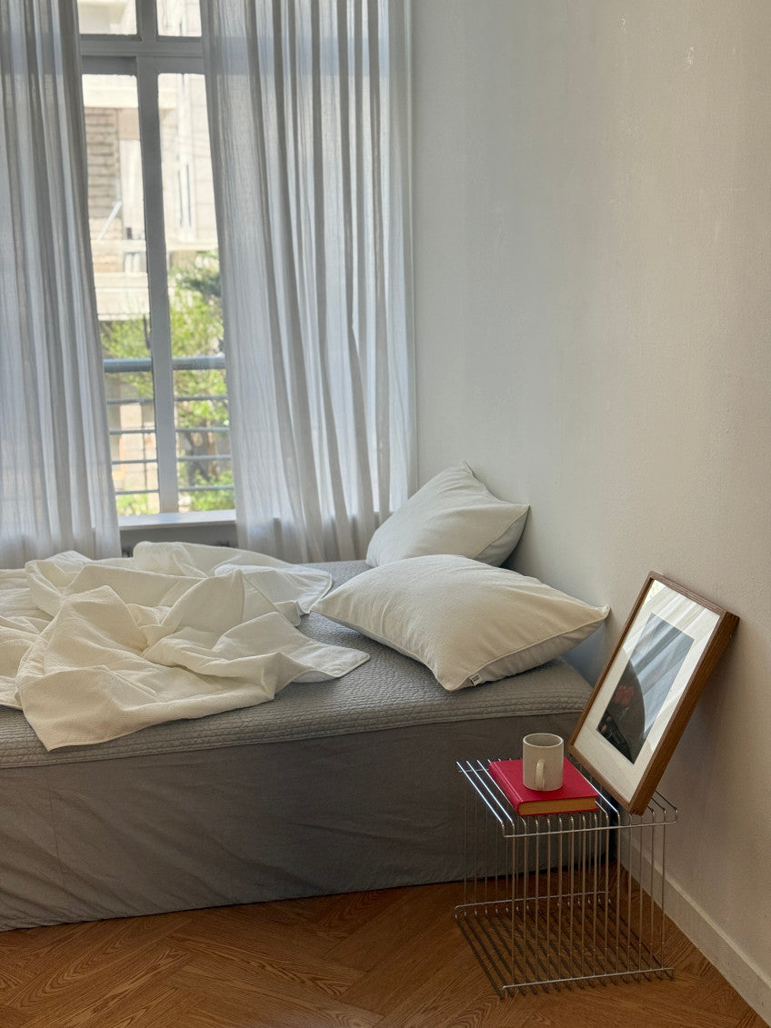 Cooling Punggi Rayon Quilted Mattress Fitted Sheet – White/ Grey