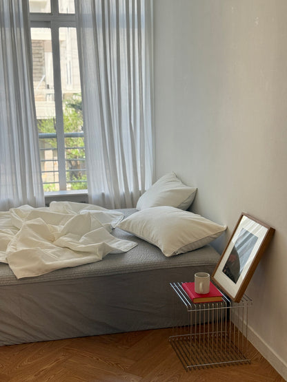 Cooling Punggi Rayon Quilted Mattress Fitted Sheet – White/ Grey