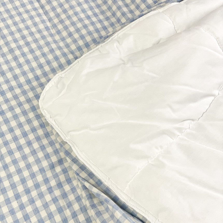 Gingham Cotton Quilted Mattress Fitted Sheet – White
