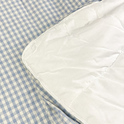 Gingham Cotton Quilted Mattress Fitted Sheet – White