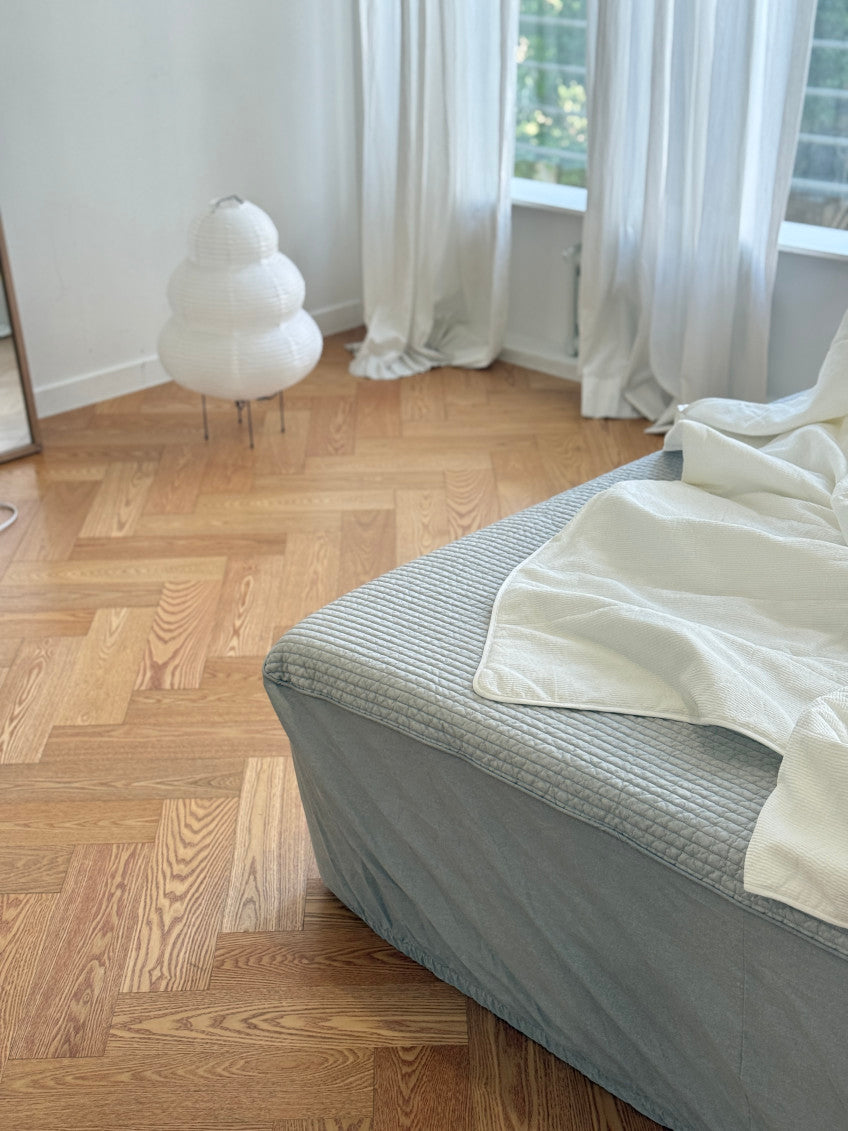 Cooling Punggi Rayon Quilted Mattress Fitted Sheet – White/ Grey
