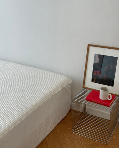 Cooling Punggi Rayon Quilted Mattress Fitted Sheet – White/ Grey