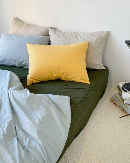 Washed Cotton Quilted Mattress Fitted Sheet – Deep green