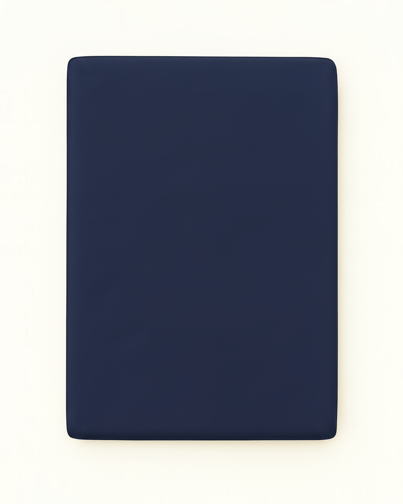 Washed Cotton Quilted Mattress Fitted Sheet – Navy