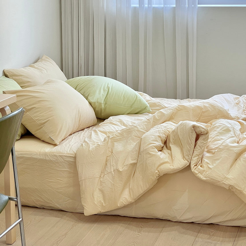 Washed Cotton Quilted Fitted Sheet – Butter