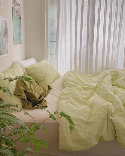 Washed Cotton Quilted Mattress Fitted Sheet – Ivory
