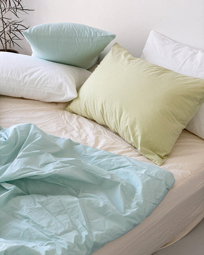 Washed Cotton Quilted Mattress Fitted Sheet – Ivory