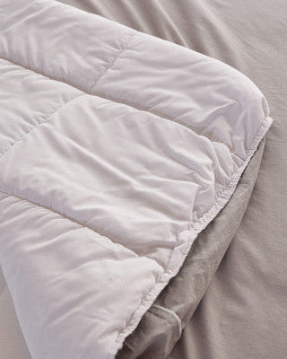 Washed Cotton Quilted Mattress Fitted Sheet – White